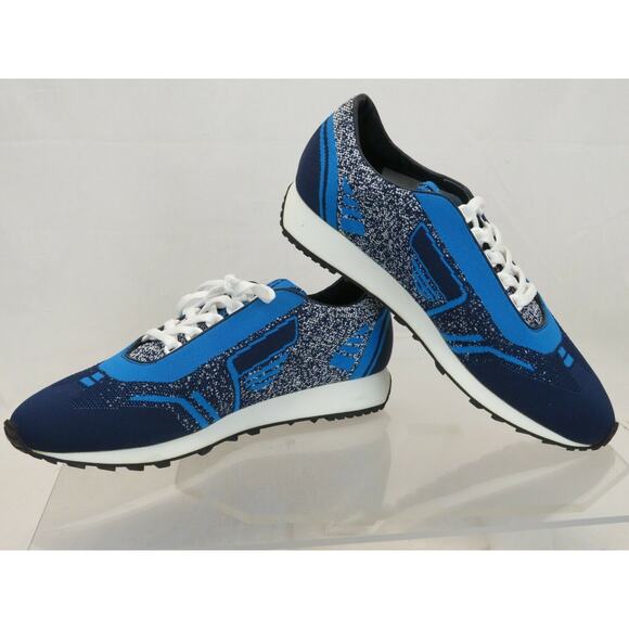NIB PRADA 2EG272 BLUE FABRIC TRAINERS KNIT LOGO LACE UP SNEAKERS 8 US 9 ITALY - Picture 5 of 12